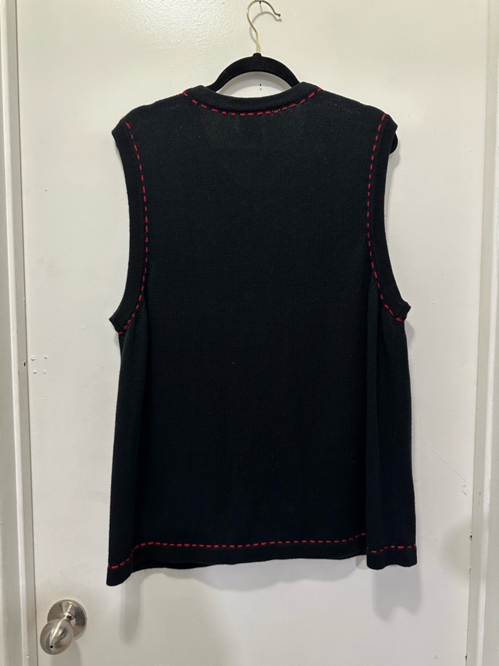 Blair Black Knit Zip-Front Vest with Red Cardinal Embroidery Vintage Sz XL - Picture 3 of 5